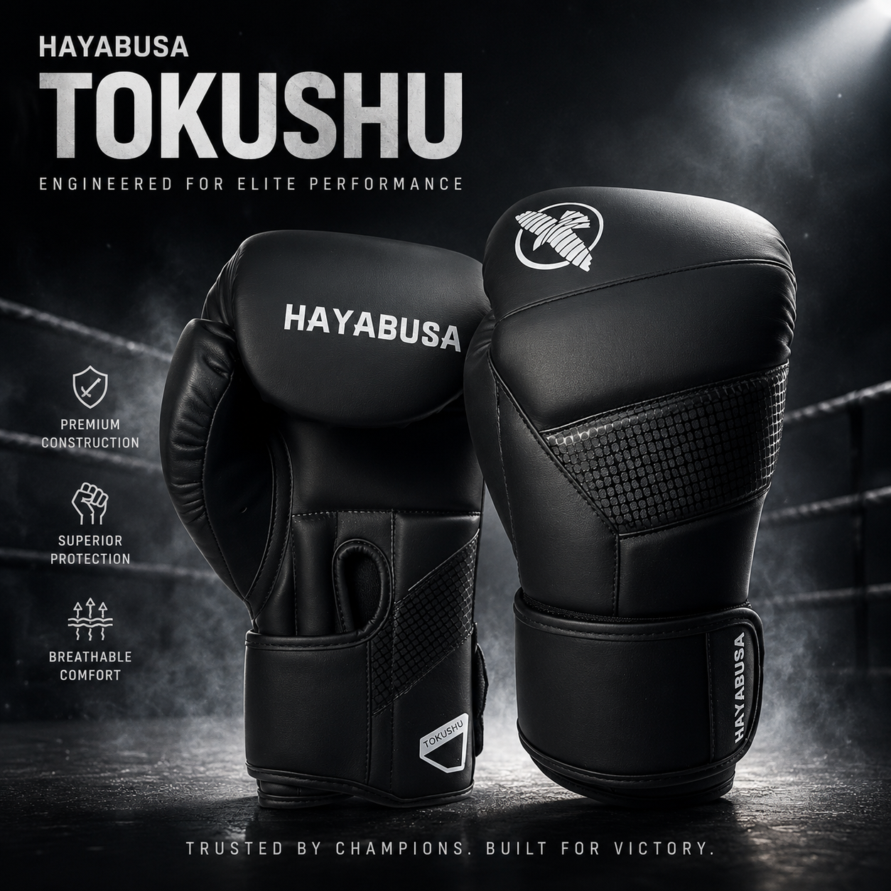 HAYABUSA Classic Matte Black Boxing Gloves