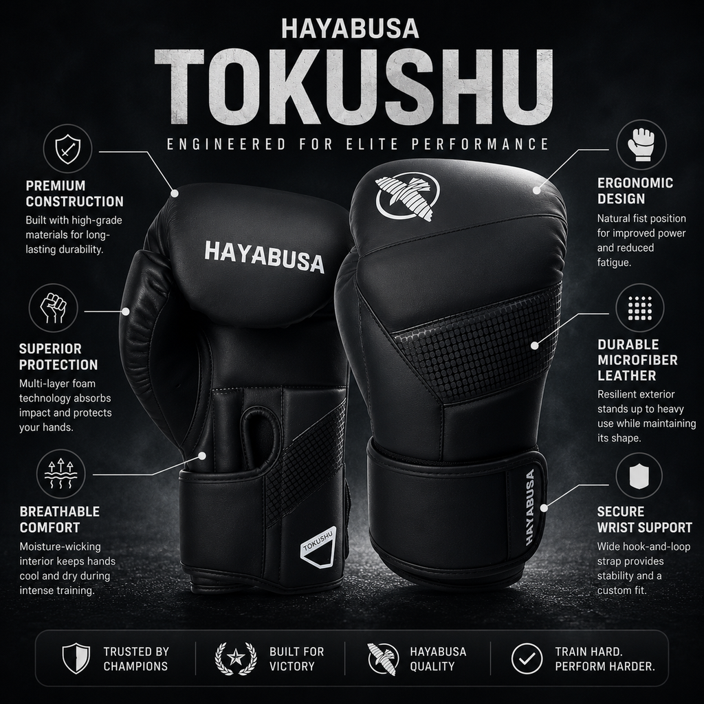 HAYABUSA Classic Matte Black Boxing Gloves - FitZone360