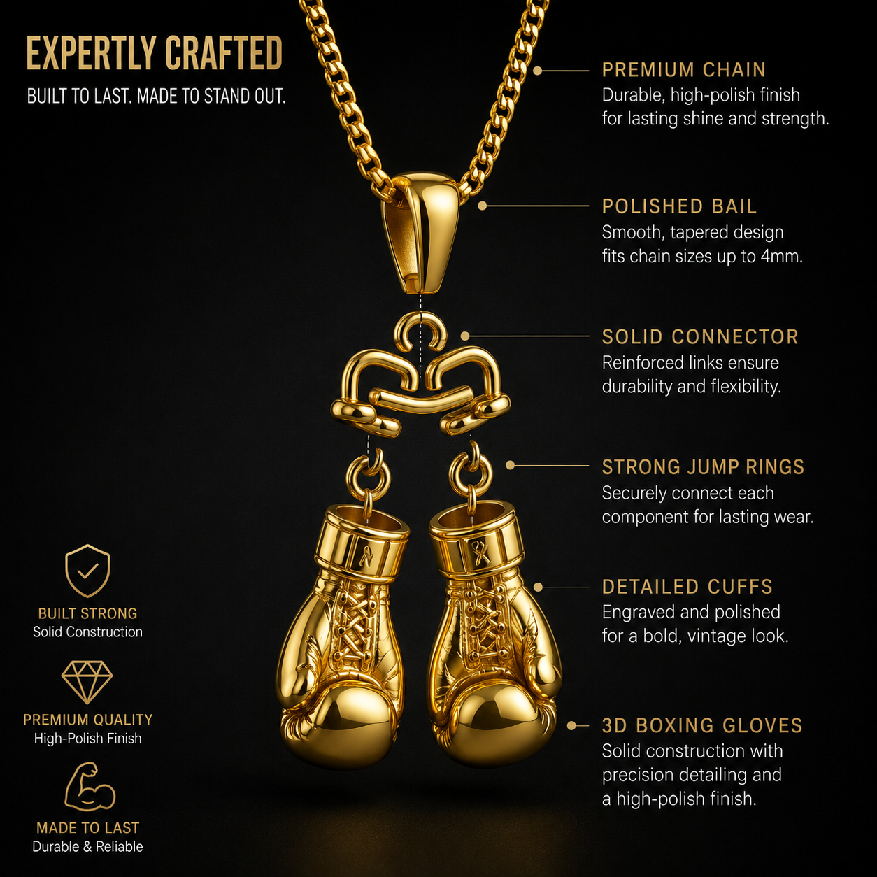 Vintage Boxing Chain Gold Plated Necklace - FitZone360