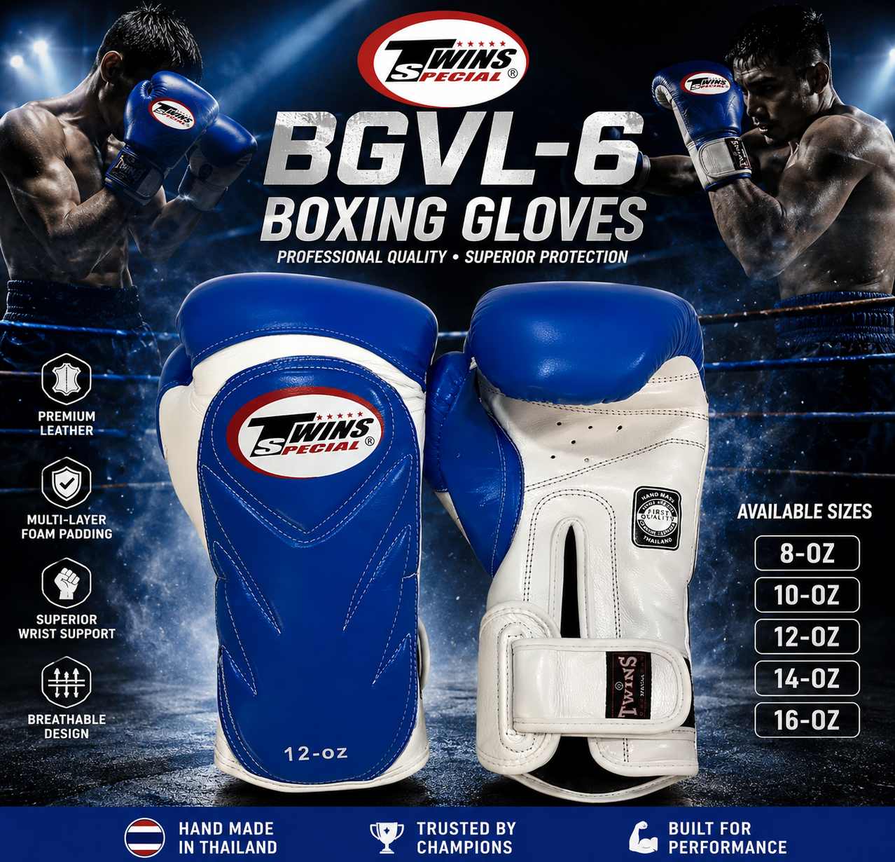 Twins Special Boxing Gloves BGVL-6 | Premium Muay Thai & Boxing Gloves