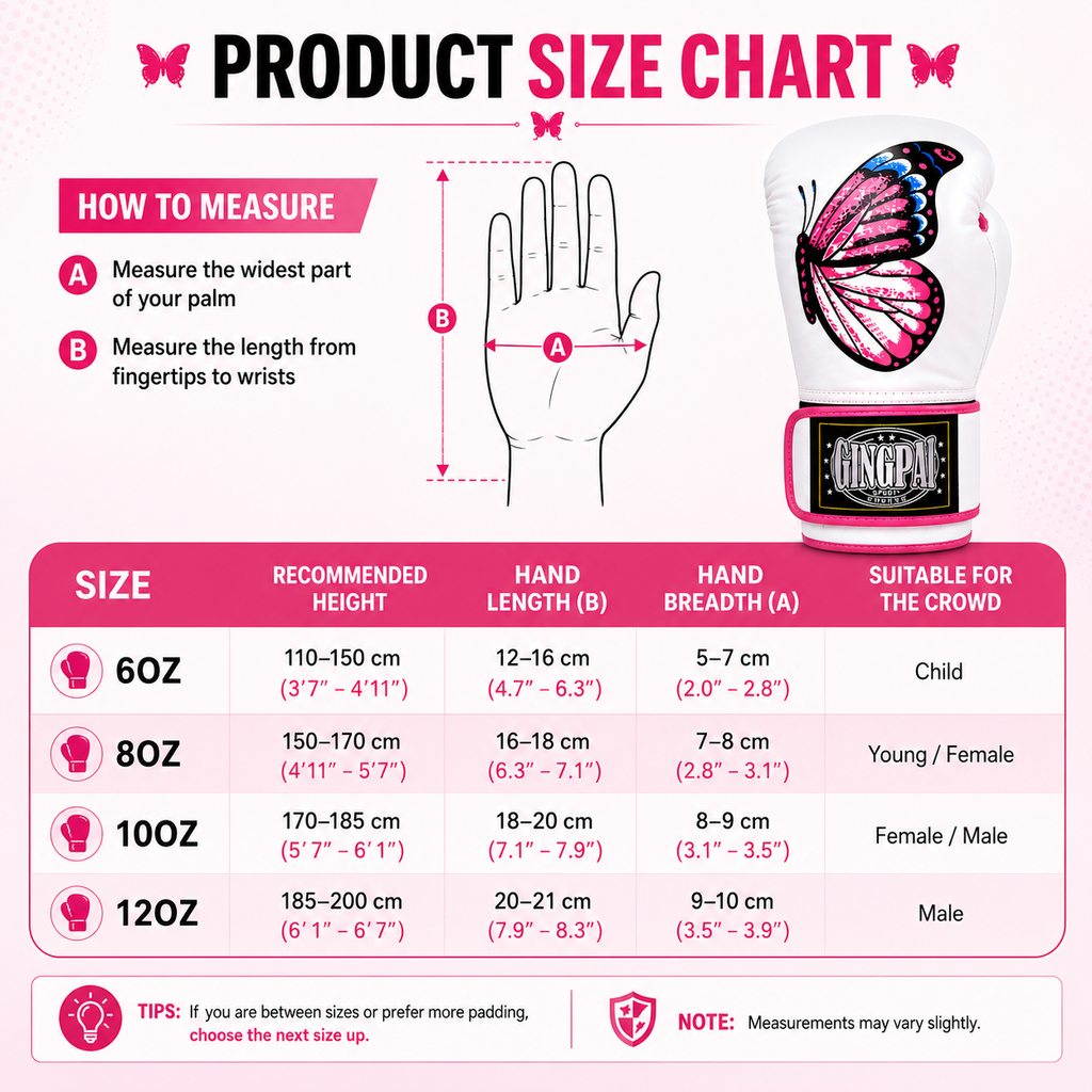 Beautiful Pink & White Butterfly Boxing Gloves | Best Quality-Premium Muay Thai, Kickboxing Gloves - FitZone360
