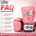 Pink boxing gloves with Fairtex branding on a white background