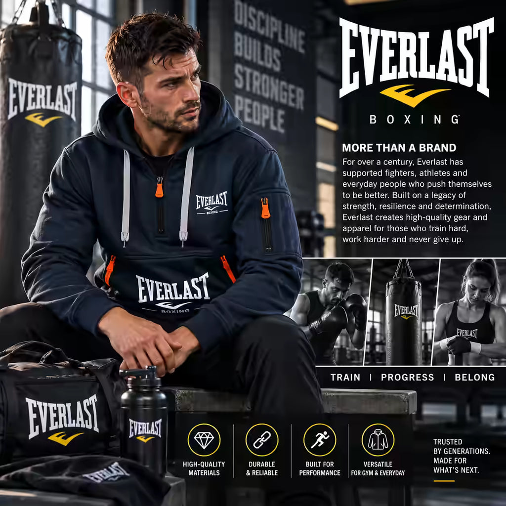 Title: Everlast Boxing Hoodie – Men’s Multi-Pocket Half-Zip Sports Pullover
