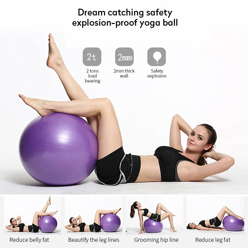 PVC Yoga & Exercise Ball | Anti-Burst Balance Ball for Home Gym & Pilates (45cm–85cm) - FitZone360