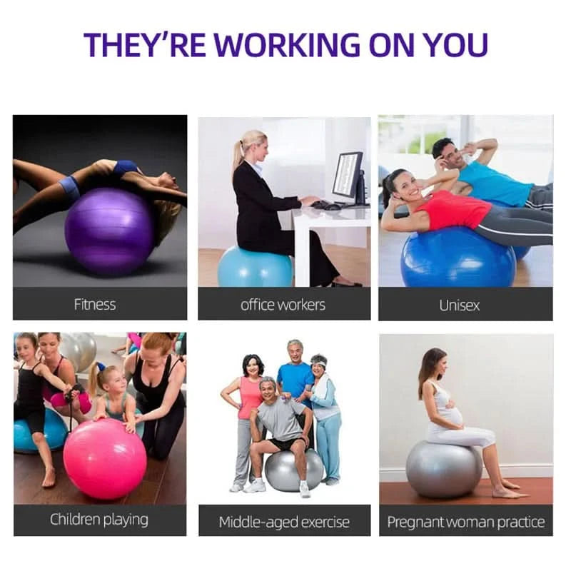 PVC Yoga & Exercise Ball | Anti-Burst Balance Ball for Home Gym & Pilates (45cm–85cm) - FitZone360