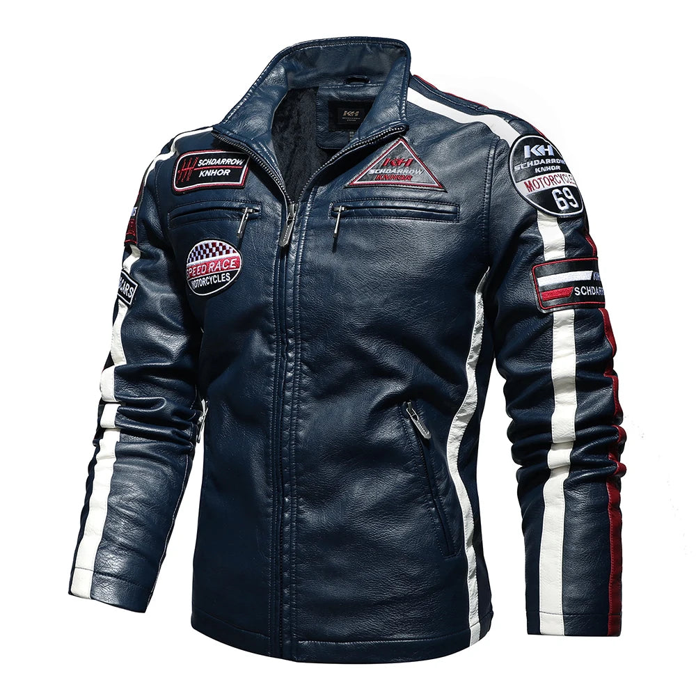 Men’s Vintage Motorcycle Jacket | Embroidered Biker Bomber Coat