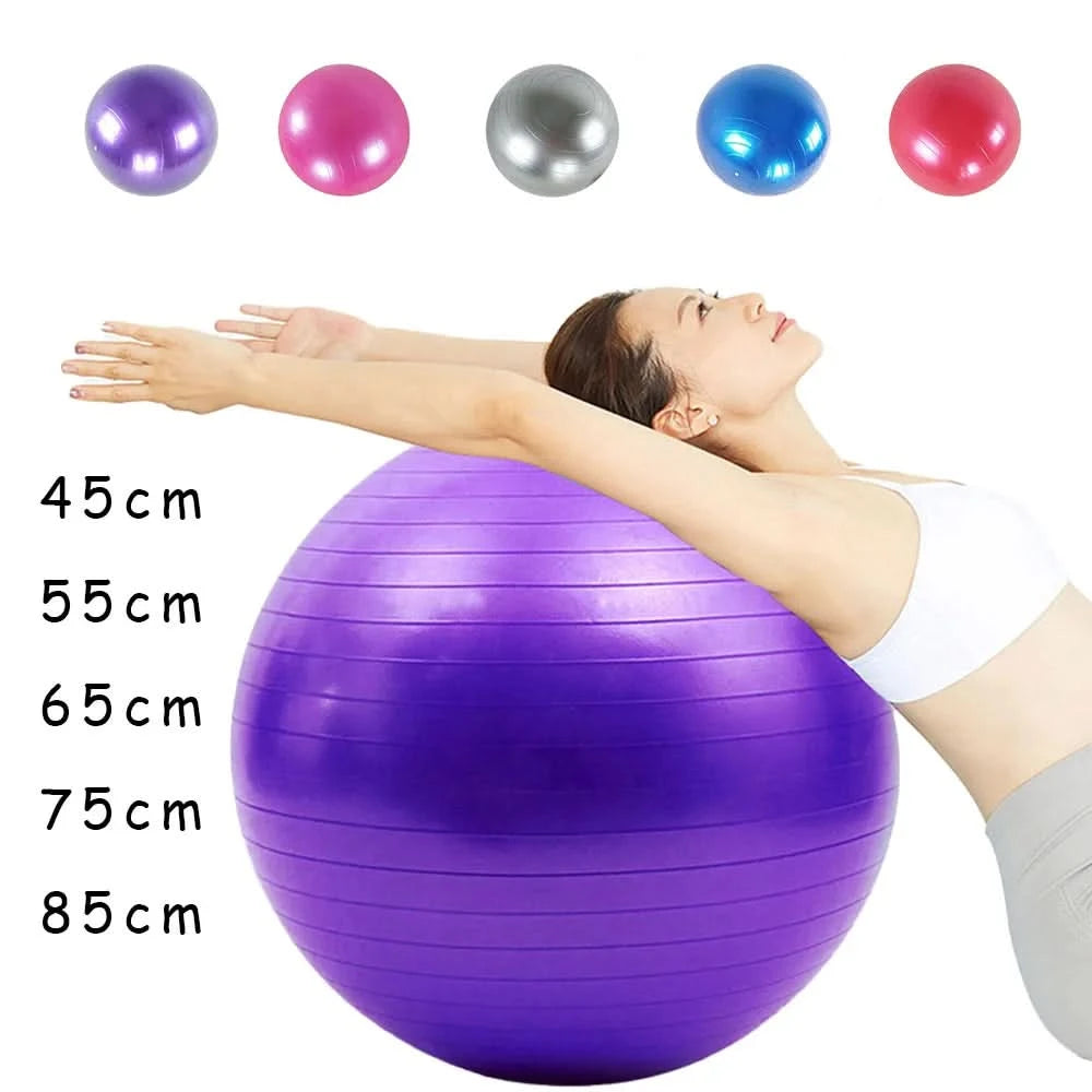 PVC Yoga & Exercise Ball | Anti-Burst Balance Ball for Home Gym & Pilates (45cm–85cm) - FitZone360