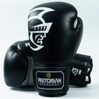 Black boxing glove with Pretorian Hardsport logo on a light gray background