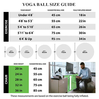 PVC Yoga & Exercise Ball | Anti-Burst Balance Ball for Home Gym & Pilates (45cm–85cm) - FitZone360