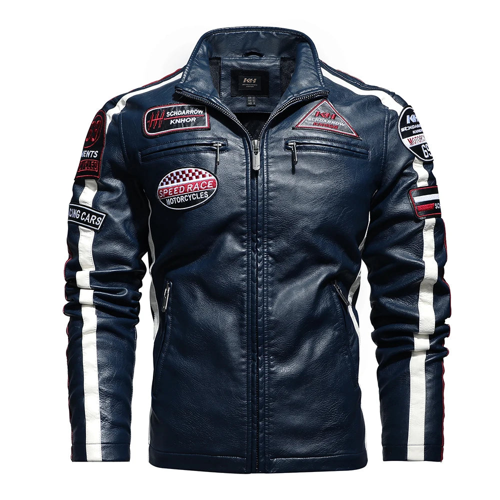 Men’s Vintage Motorcycle Jacket | Embroidered Biker Bomber Coat