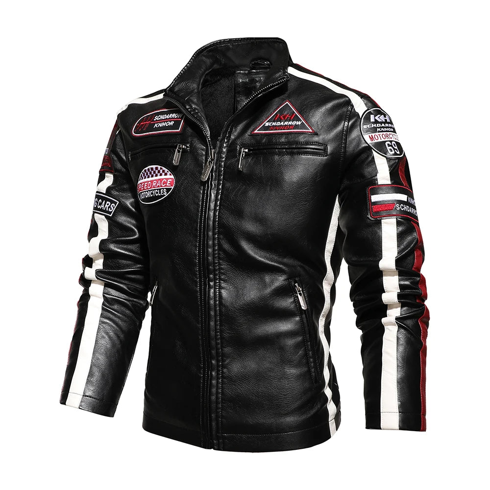 Men’s Vintage Motorcycle Jacket | Embroidered Biker Bomber Coat