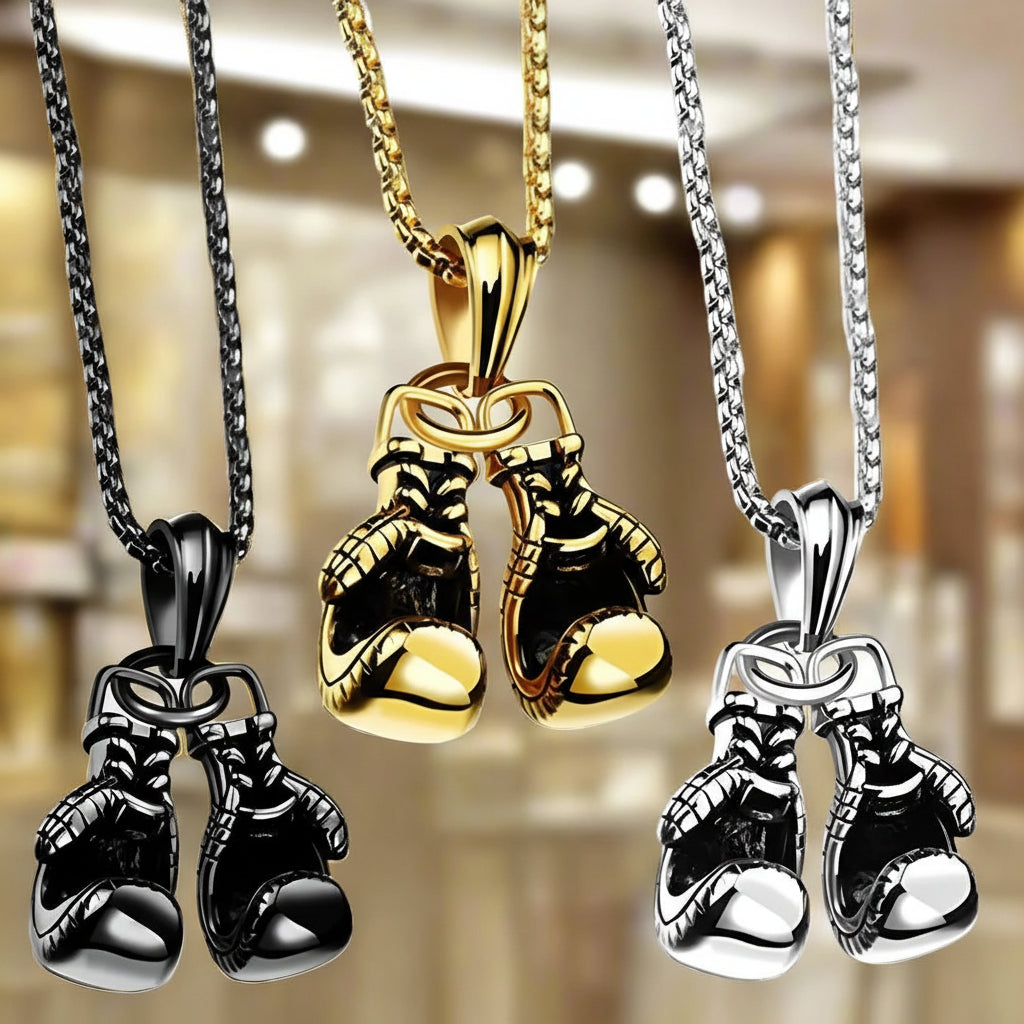 Vintage Boxing Gloves | Titanium Gold Plated Necklace - FitZone360