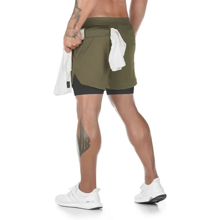 Men's 2-in-1 Camo Gym Running Shorts | Quick Dry, Summer Workout Activewear - FitZone360
