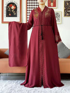 Elegant Chiffon Open Abaya with Zipper | Modest Muslim Women's Dress - FitZone360