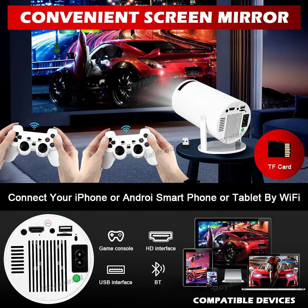 Android 11 P90 MAX Gaming Projector | 19,000+ Retro GAMES | TF Card Support | Wireless Gamepad | Dual WiFi | Portable Home Theater System - FitZone360