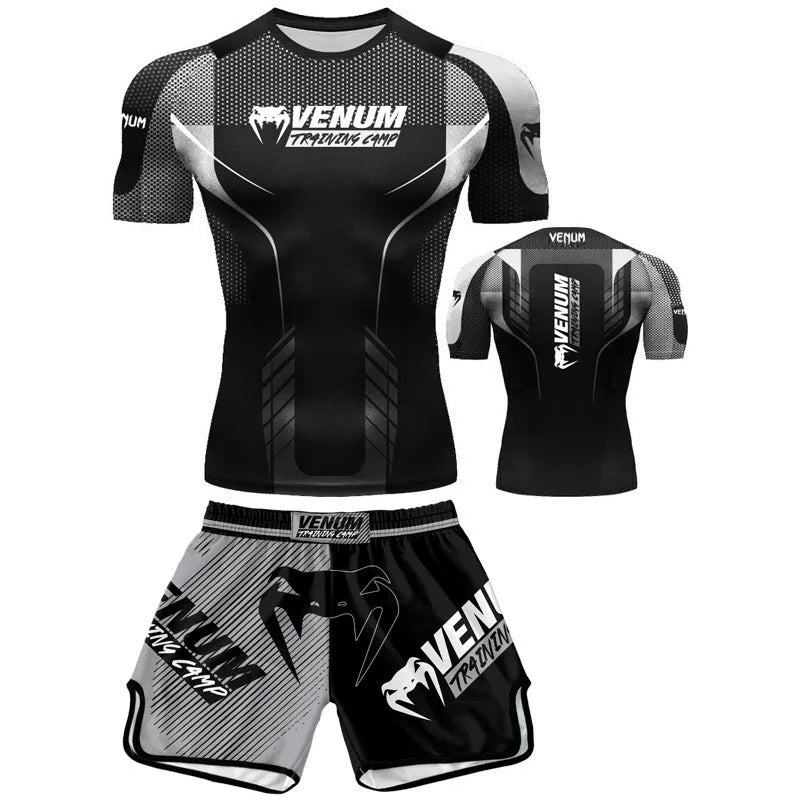 MMA Boxing Muay Thai Shirt & Shorts Set | Quick-Dry Breathable Training Outfit