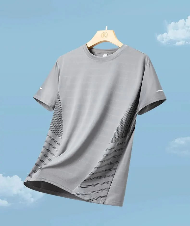 Men's Ice Silk Running T-Shirt | Quick-Dry, Breathable & Reflective Design - FitZone360