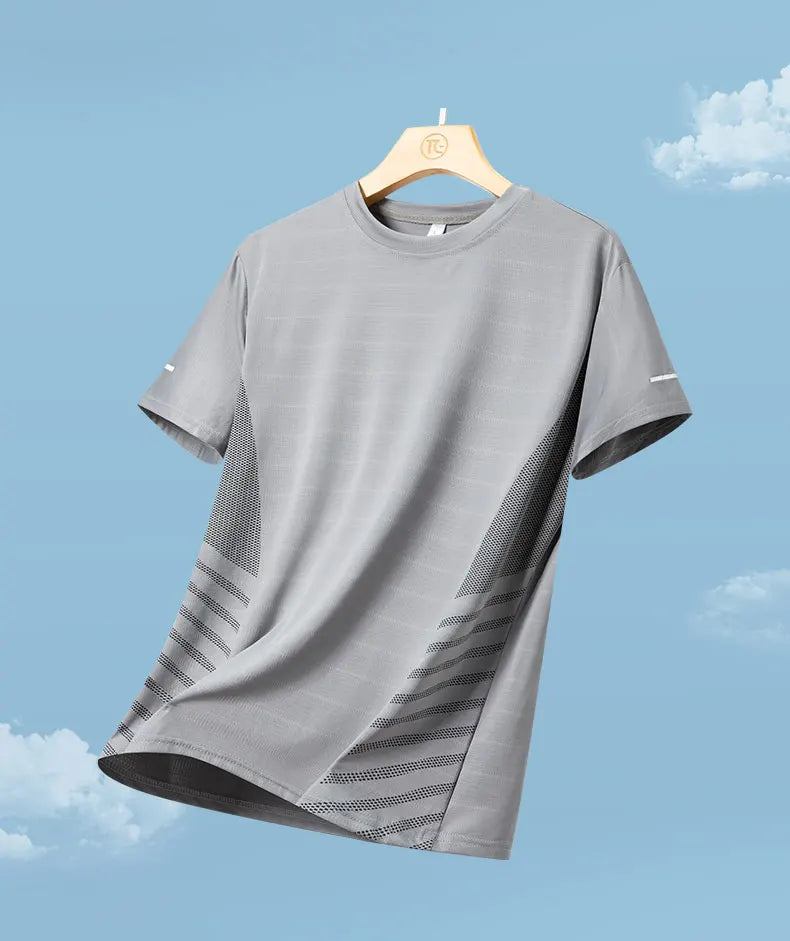Men's Ice Silk Running T-Shirt | Quick-Dry, Breathable & Reflective Design - FitZone360
