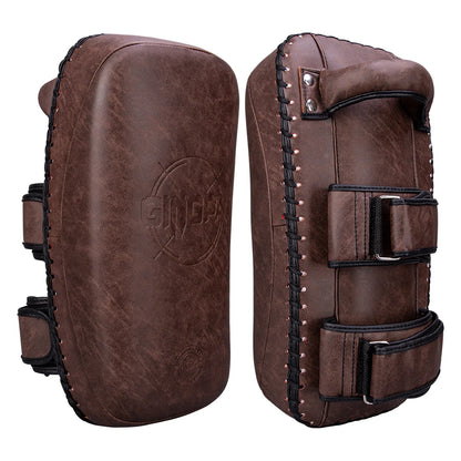 Vintage Brown Muay Thai Kick Pads | Thai Pads for MMA, Kickboxing & Striking - FitZone360