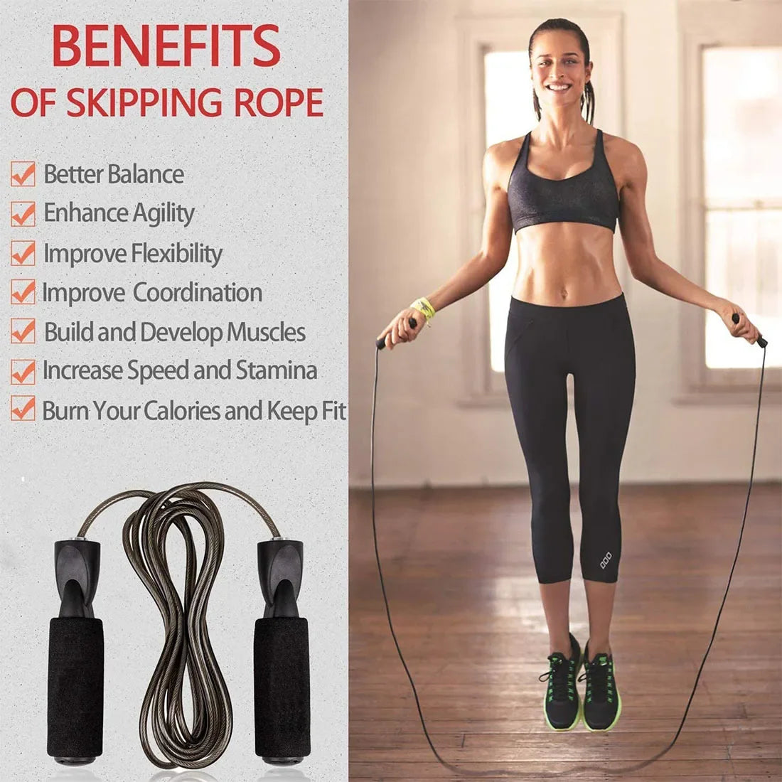 🏃 Adjustable Steel Wire Speed Jump Rope – Fast, Durable & Perfect for All Ages 🧒👨‍🦱 - FitZone360