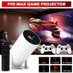 Android 11 P90 MAX Gaming Projector | 19,000+ Retro GAMES | TF Card Support | Wireless Gamepad | Dual WiFi | Portable Home Theater System - FitZone360