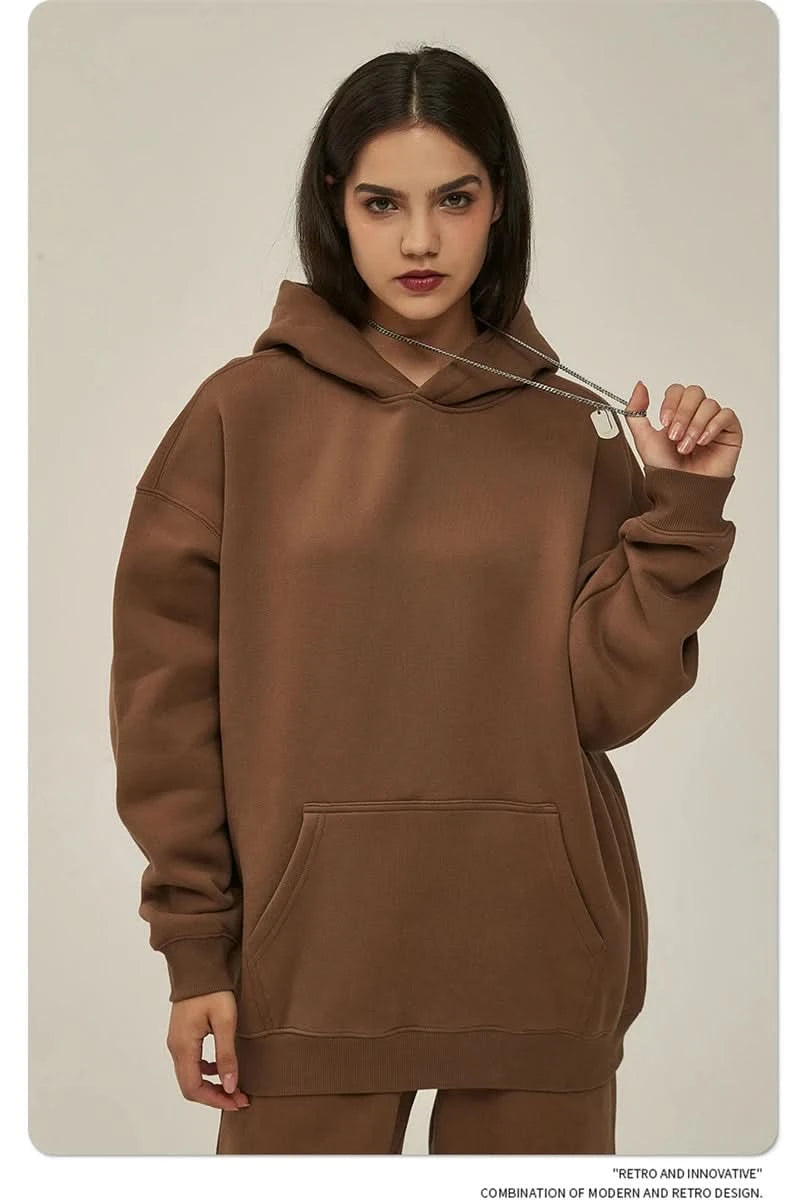 Fleece Hooded Sweatshirt | Unisex Oversized Winter Hoodie Pullover - FitZone360