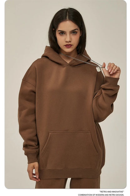 Fleece Hooded Sweatshirt | Unisex Oversized Winter Hoodie Pullover