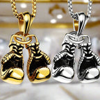 Vintage Boxing Gloves | Titanium Gold Plated Necklace - FitZone360