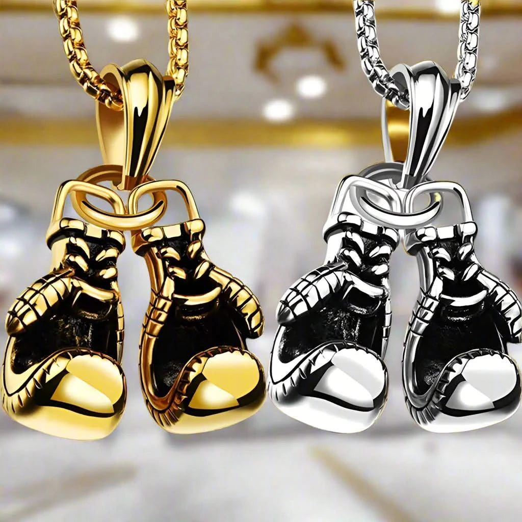 Vintage Boxing Gloves | Titanium Gold Plated Necklace - FitZone360