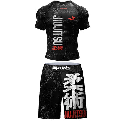 MMA Jiu Jitsu Rashguard & Shorts Set | BJJ Grappling Fightwear - FitZone360