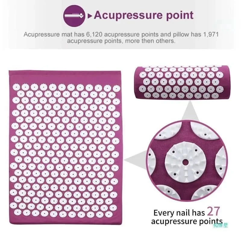 Massage Yoga Mat for Back Pain Relief, Needle Yoga Massage Mat with Acupressure - FitZone360