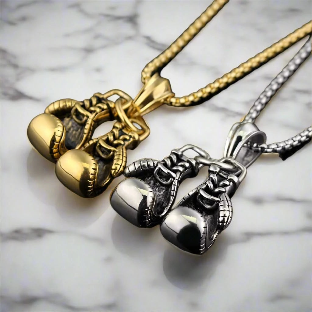 Vintage Boxing Gloves | Titanium Gold Plated Necklace - FitZone360