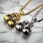 Vintage Boxing Gloves | Titanium Gold Plated Necklace - FitZone360