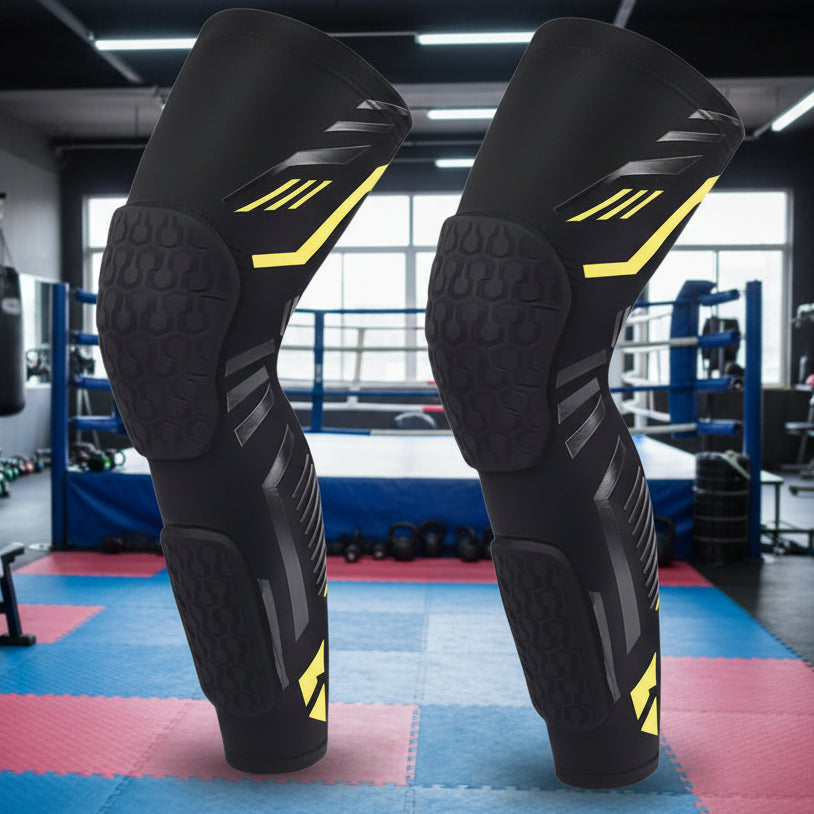 Padded Knee & Shin Compression Sleeve for Muay Thai, MMA & Martial Arts | Impact Protection, Support & Flexibility - FitZone360