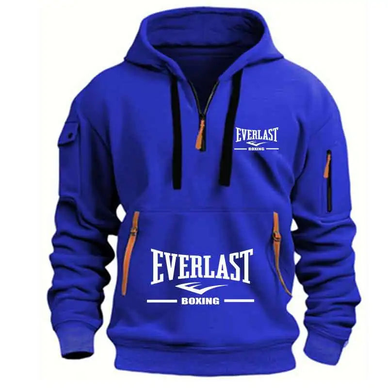 Title: Everlast Boxing Hoodie – Men’s Multi-Pocket Half-Zip Sports Pullover