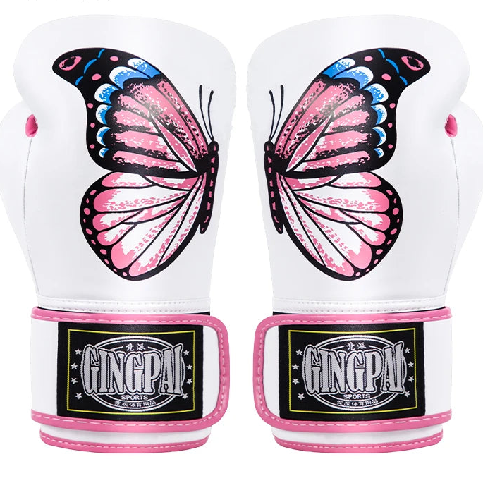 Pink & White Butterfly Boxing Gloves | Premium Muay Thai, Kickboxing & Boxing Gloves - FitZone360