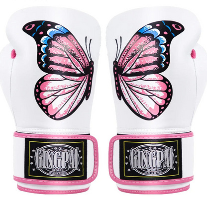 Pink & White Butterfly Boxing Gloves | Premium Muay Thai, Kickboxing & Boxing Gloves - FitZone360