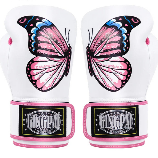 Pink & White Butterfly Boxing Gloves | Premium Muay Thai, Kickboxing & Boxing Gloves - FitZone360