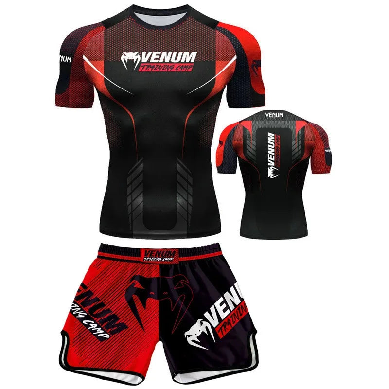 MMA Boxing Muay Thai Shirt & Shorts Set | Quick-Dry Breathable Training Outfit