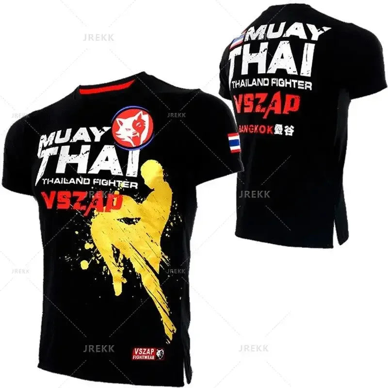 Fashion Muay Thai Sports T-Shirt for Men – Lightweight, Breathable Fitness & Combat Training Tee - FitZone360