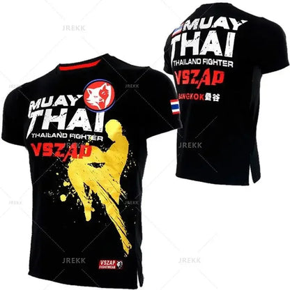 Fashion Muay Thai Sports T-Shirt for Men – Lightweight, Breathable Fitness & Combat Training Tee - FitZone360