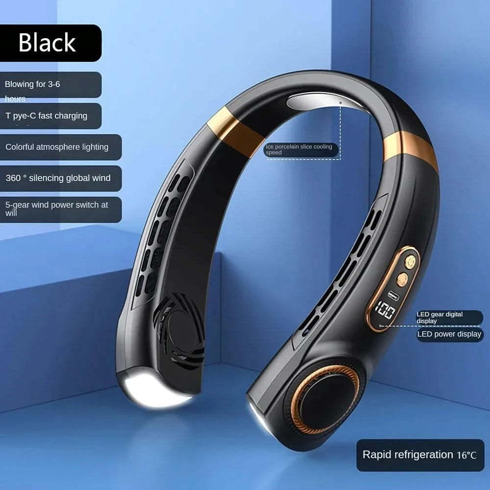 Mini Hanging Neck Fan | Portable USB Rechargeable Air Cooler with Digital Display - FitZone360