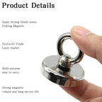 Heavy-Duty Neodymium Salvage Magnet | Strong Fishing Magnet with Ring Eyebolt for Deep Sea Treasure Fishing - FitZone360