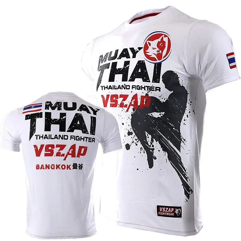 Fashion Muay Thai Sports T-Shirt for Men – Lightweight, Breathable Fitness & Combat Training Tee - FitZone360
