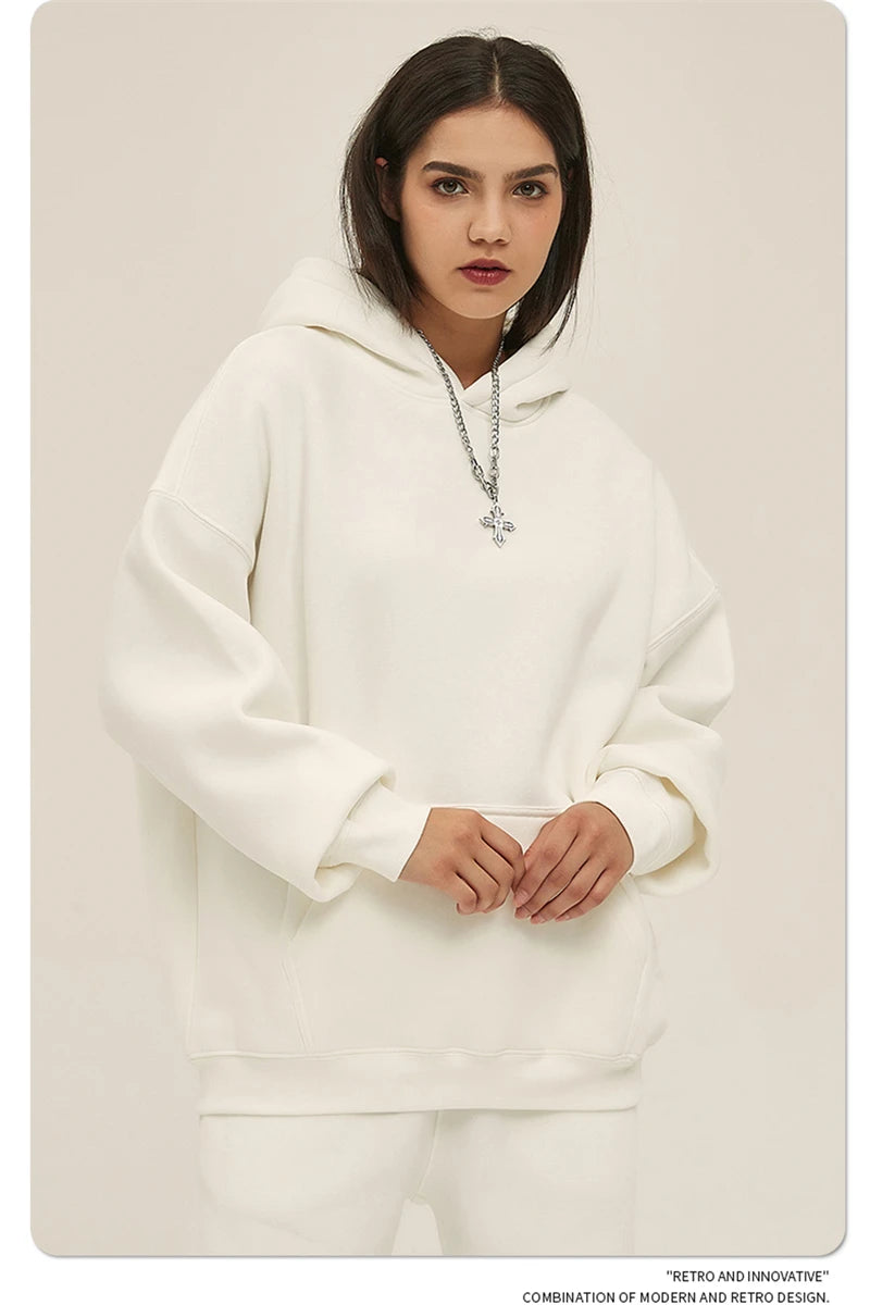 Fleece Hooded Sweatshirt | Unisex Oversized Winter Hoodie Pullover