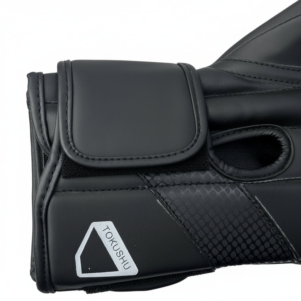 Black glove with Tokushu logo on a white background