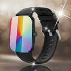 Smartwatch with a reflective surface on a gray background