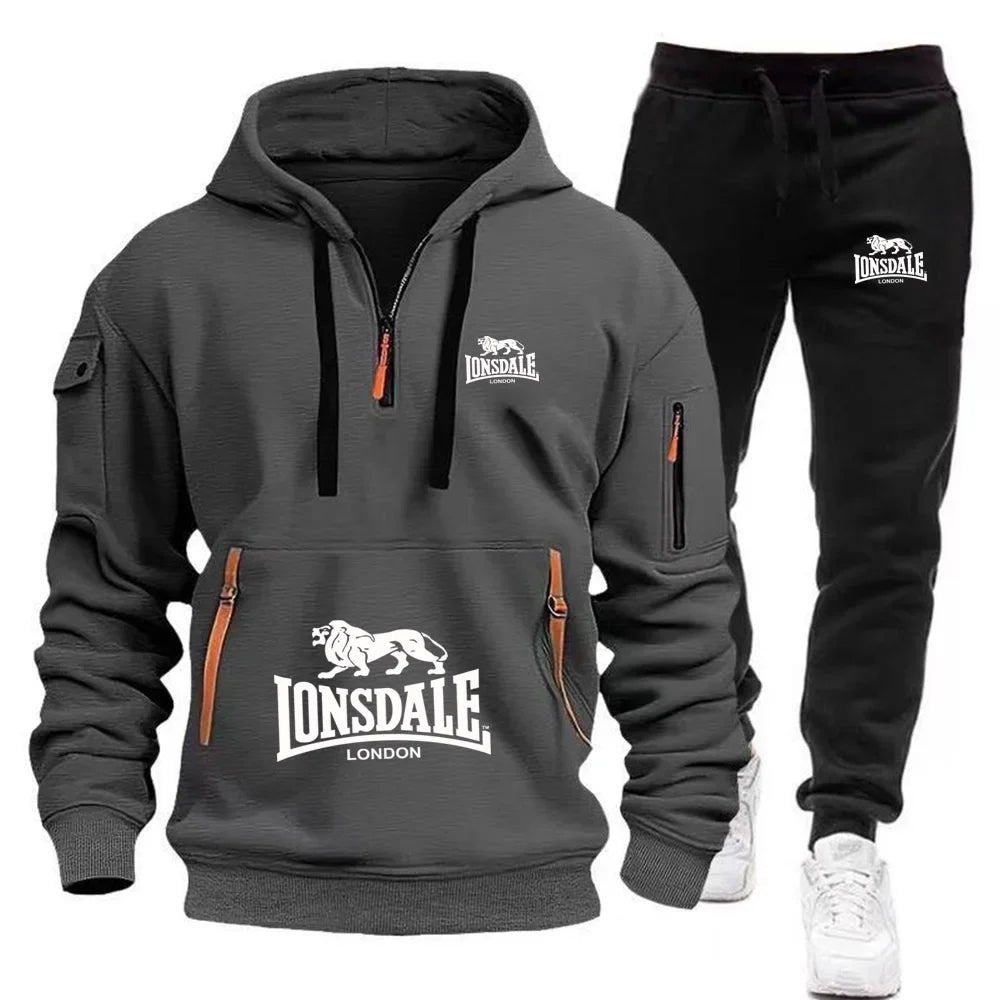 Lonsdale tracksuit with hoodie and pants on a white background