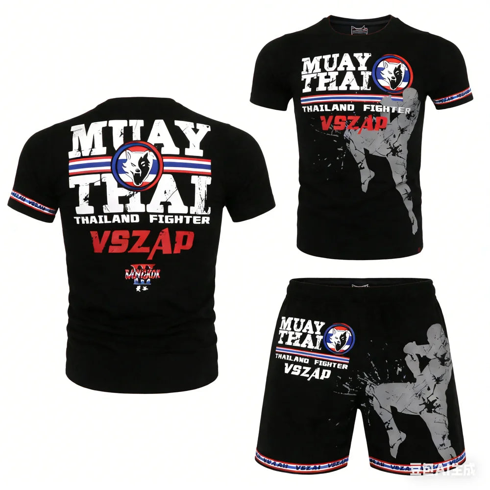 Unisex Muay Thai MMA Boxing Shorts & T-Shirt Set