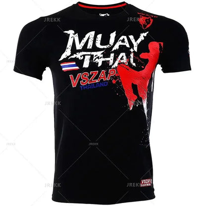 Fashion Muay Thai Sports T-Shirt for Men – Lightweight, Breathable Fitness & Combat Training Tee - FitZone360